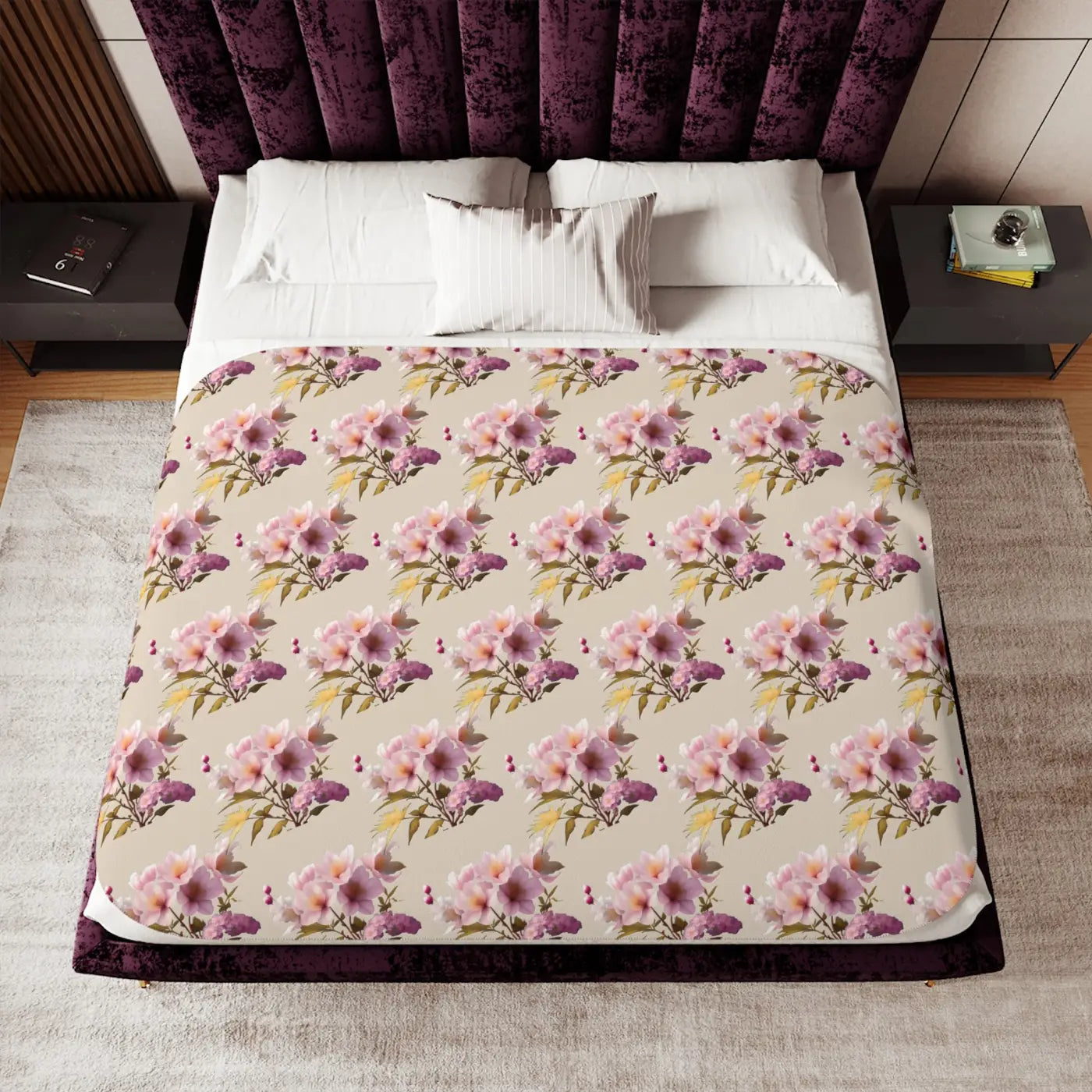 Floral Sherpa Blanket – Eco-friendly Two Colors - Dipaliz