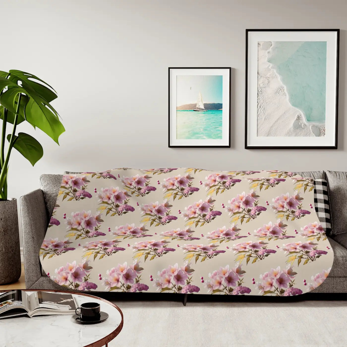 Floral Sherpa Blanket – Eco-friendly Two Colors - Dipaliz