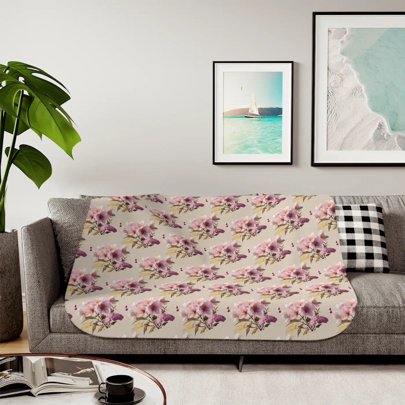 Floral Sherpa Blanket – Eco-friendly Two Colors - Dipaliz
