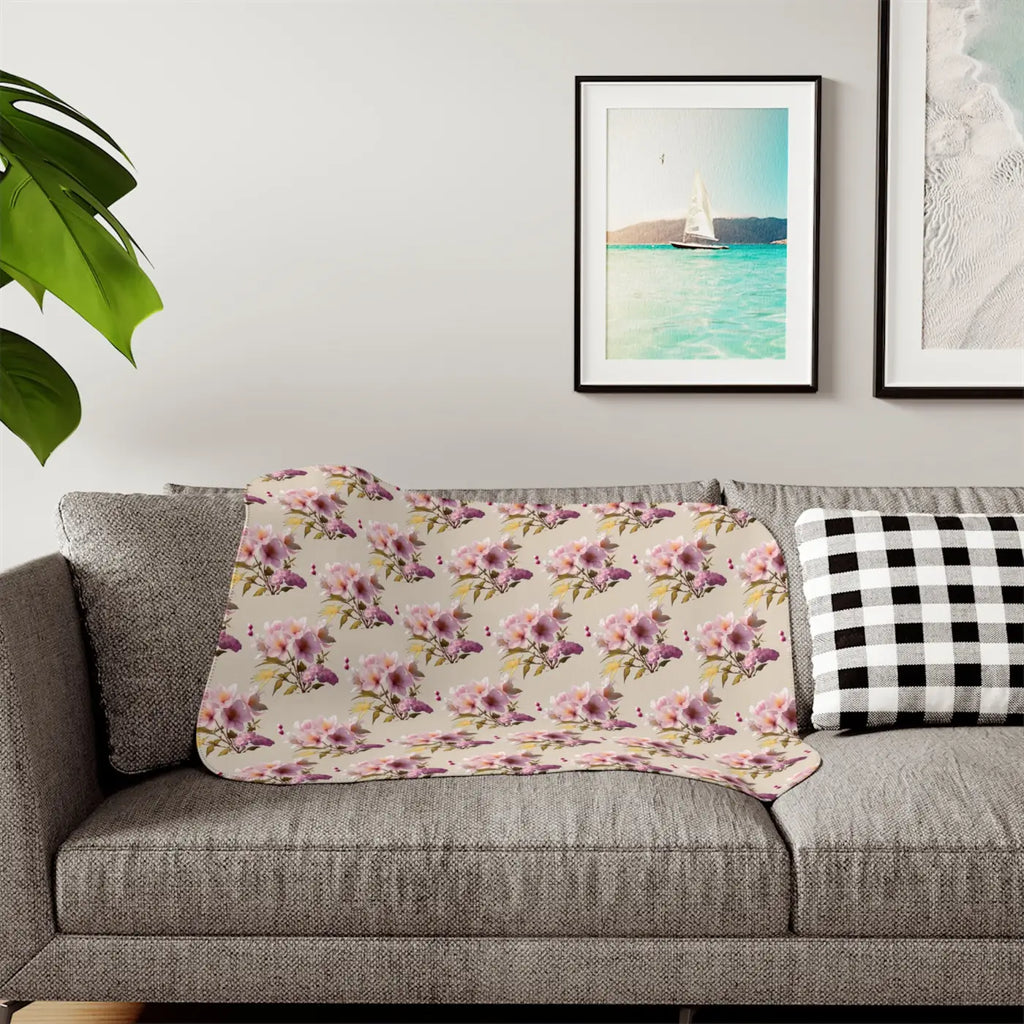 Floral Sherpa Blanket – Eco-friendly Two Colors - Dipaliz