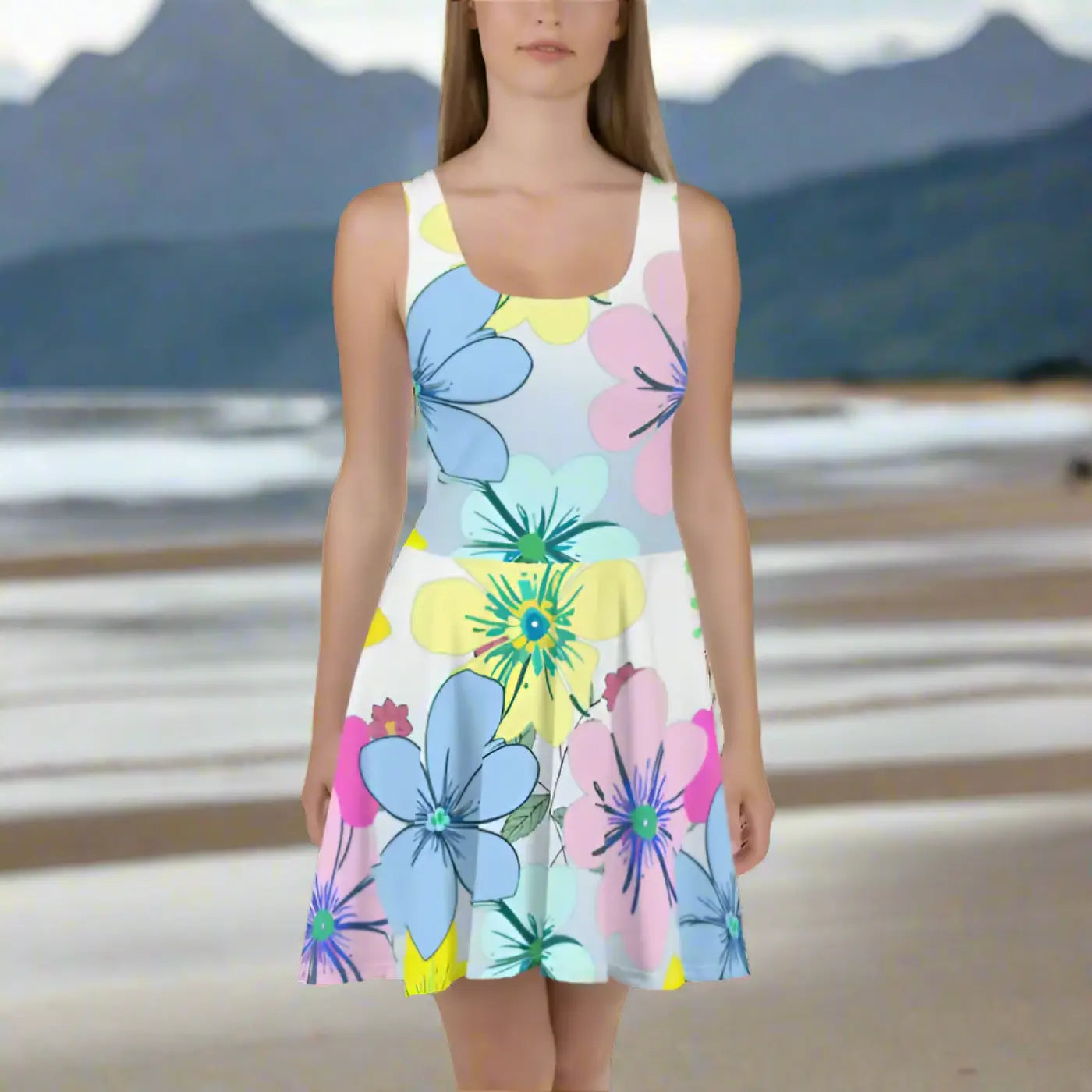 Floral Skater Dress – Eco-friendly Party Style - Dipaliz