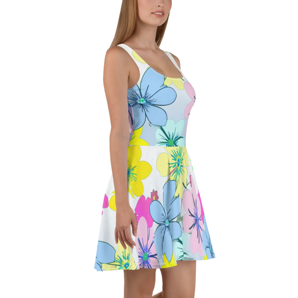 Floral Skater Dress – Eco-friendly Party Style - Dipaliz