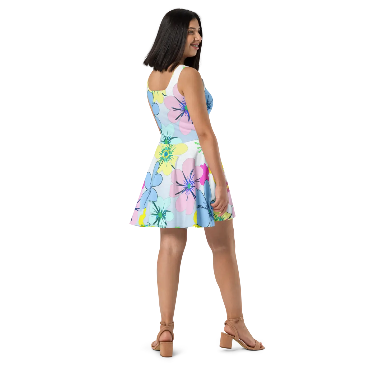 Floral Skater Dress – Eco-friendly Party Style - Dipaliz