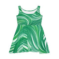 Green Wavy Pattern Skater Dress – Eco-friendly - Dipaliz