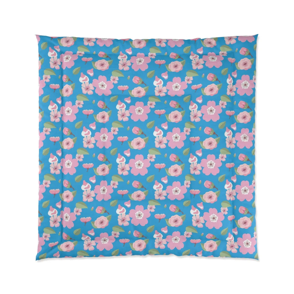 Pink Flora Comforter Blue Print Eco-friendly - Dipaliz