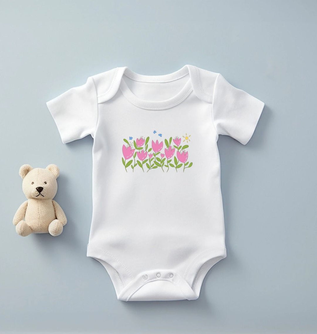 Breezy Tulips Organic Onesie - White (Grow & Bloom)