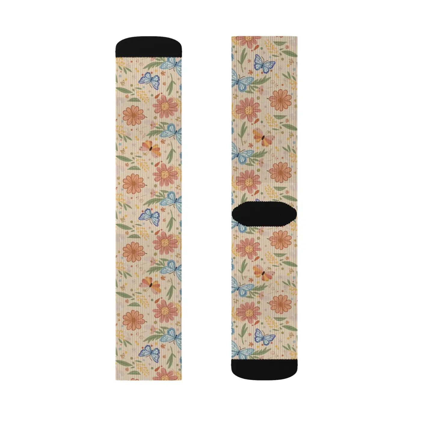 Flowers and Butterflies Sublimated Socks - Eco-friendly - Dipaliz