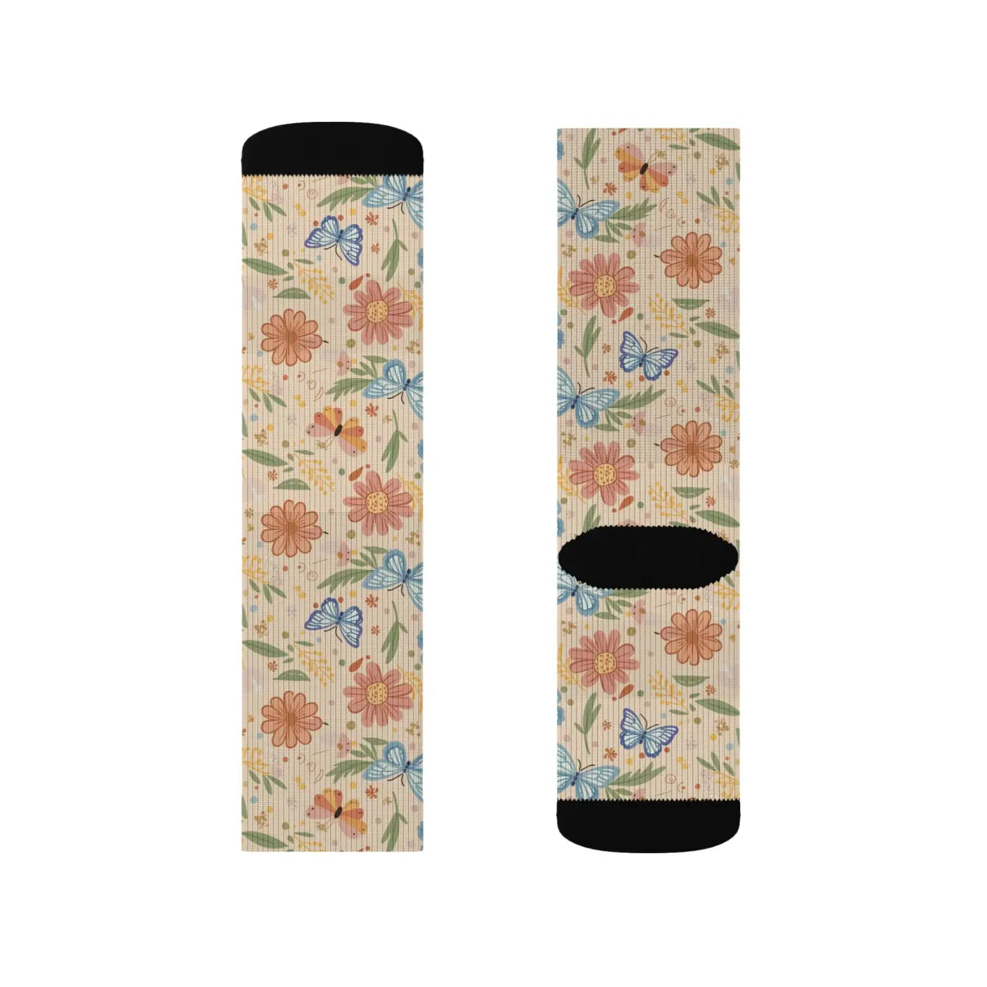 Flowers and Butterflies Sublimated Socks - Eco-friendly - Dipaliz