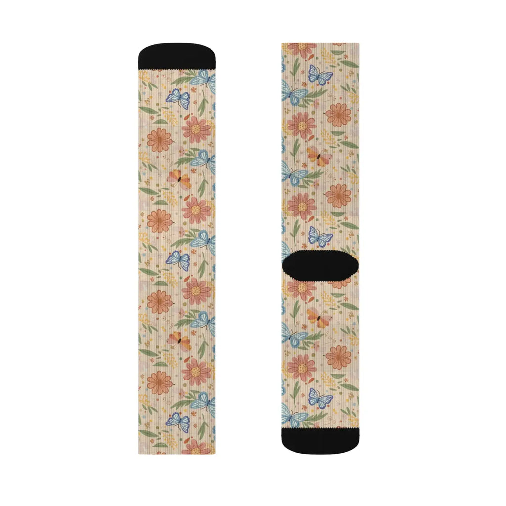Flowers and Butterflies Sublimated Socks - Eco-friendly - Dipaliz