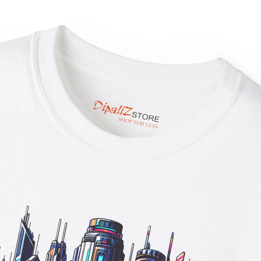 Car in Futuristic City Cotton Tee – Eco-friendly - Dipaliz