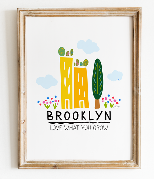 "Green Cities" (Brooklyn) Colorful Eco-Art Print 5x7"