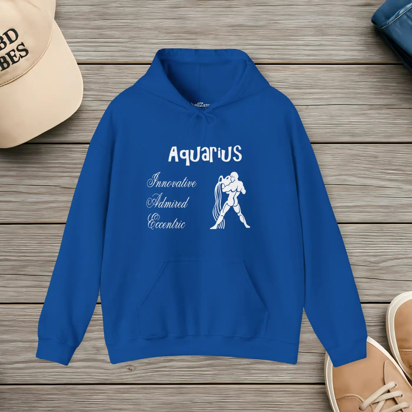 Aquarius Zodiac Sign Hooded Sweatshirt – Eco-friendly - Dipaliz