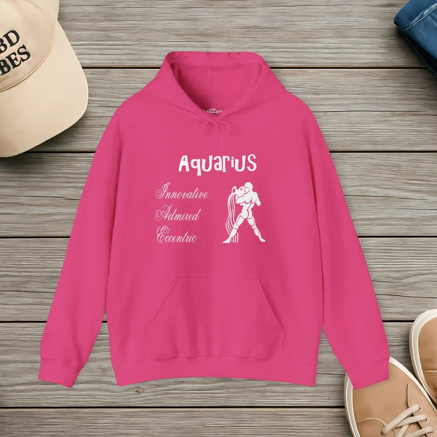 Aquarius Zodiac Sign Hooded Sweatshirt – Eco-friendly - Dipaliz