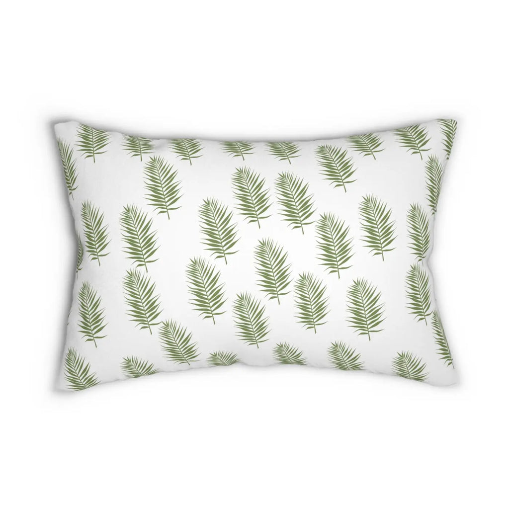 Green Leaves Polyester Lumbar Pillow – Eco Friendly - Dipaliz