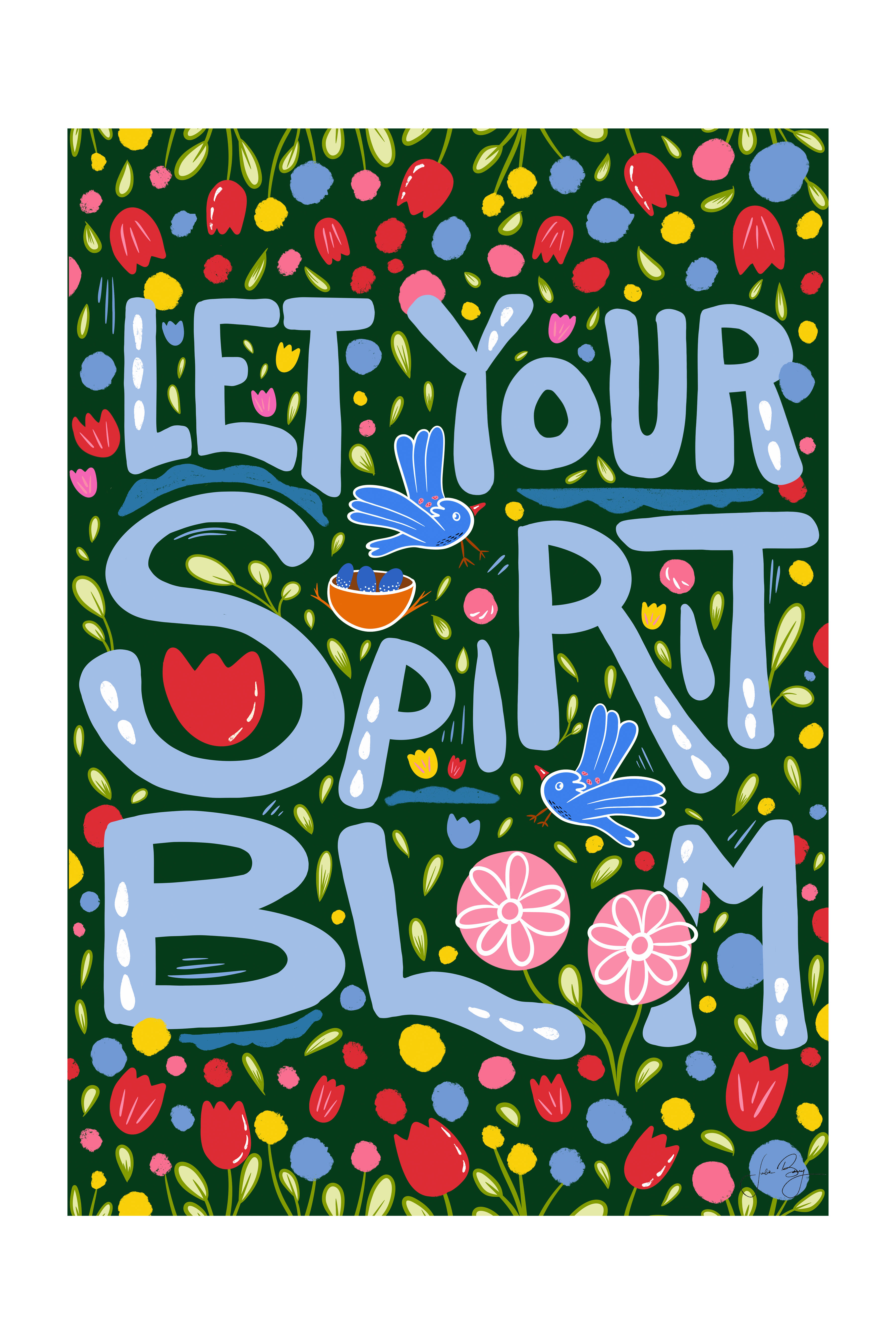 "Let Your Spirit Bloom" Meditative Eco-Art Print 12x18"