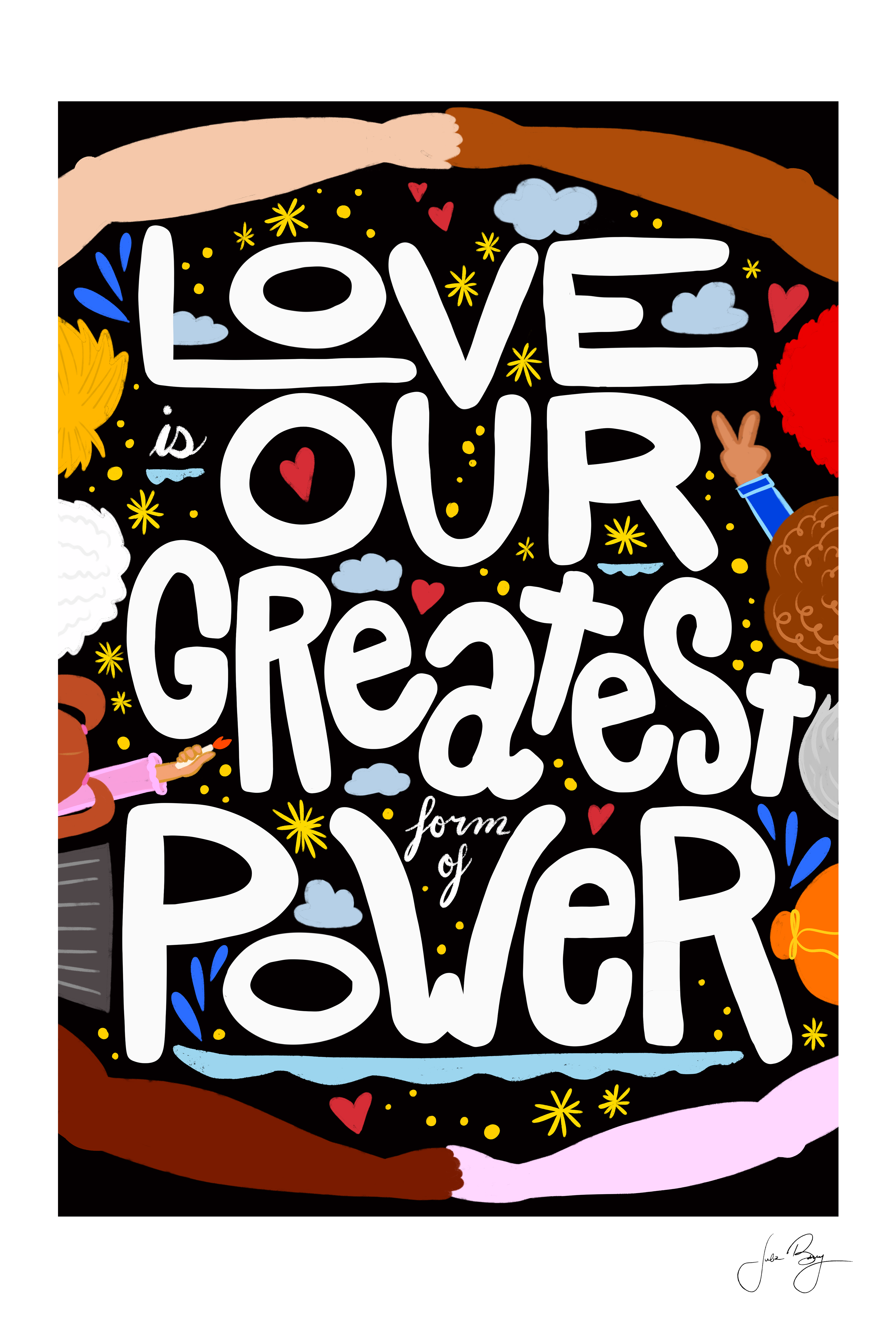 "Love is Our Greatest Form of Power" Hand-Drawn Eco-Greeting Cards