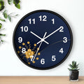 Navy Floral Wall Clock – Gold Blossom Decorative - Dipaliz