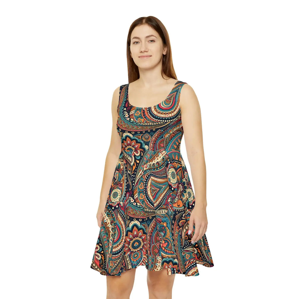 Paisley Pattern Skater Dress – Eco Friendly - Dipaliz