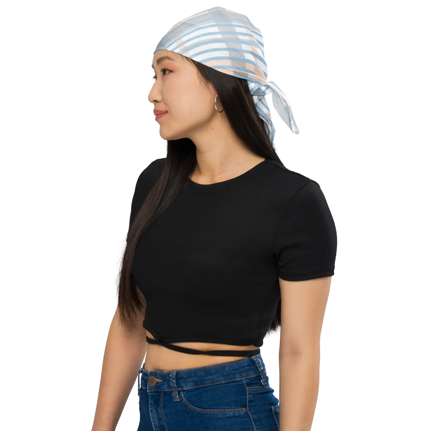 Bold Print Bandana – Eco Friendly Blue Stripes - Dipaliz