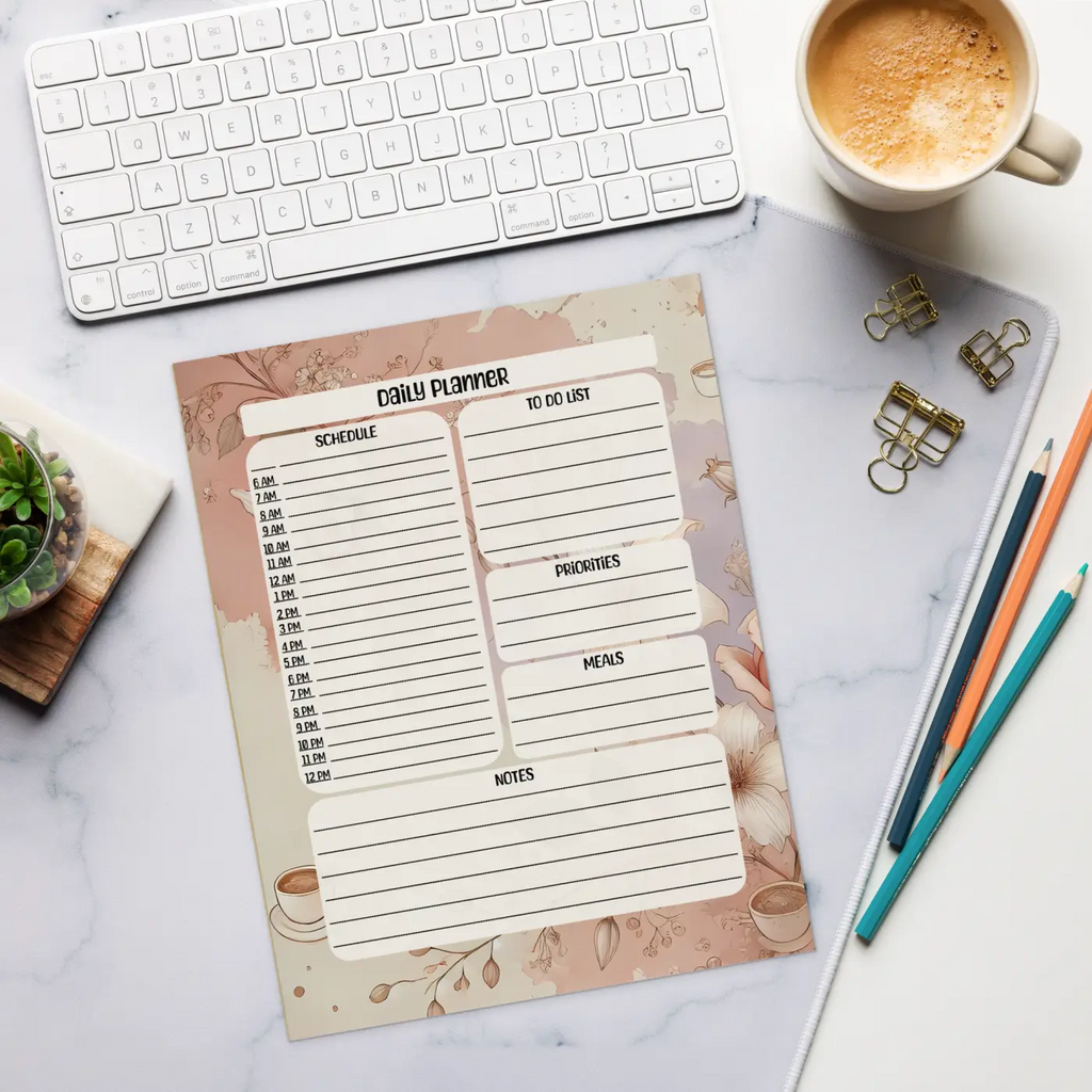 Florals Daily Planner – Eco Friendly Notepad - Dipaliz