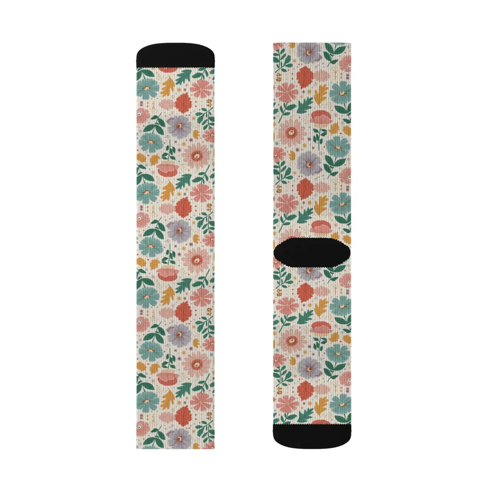 Pastel Flowers Socks – Eco-friendly Women’s Clothing - Dipaliz