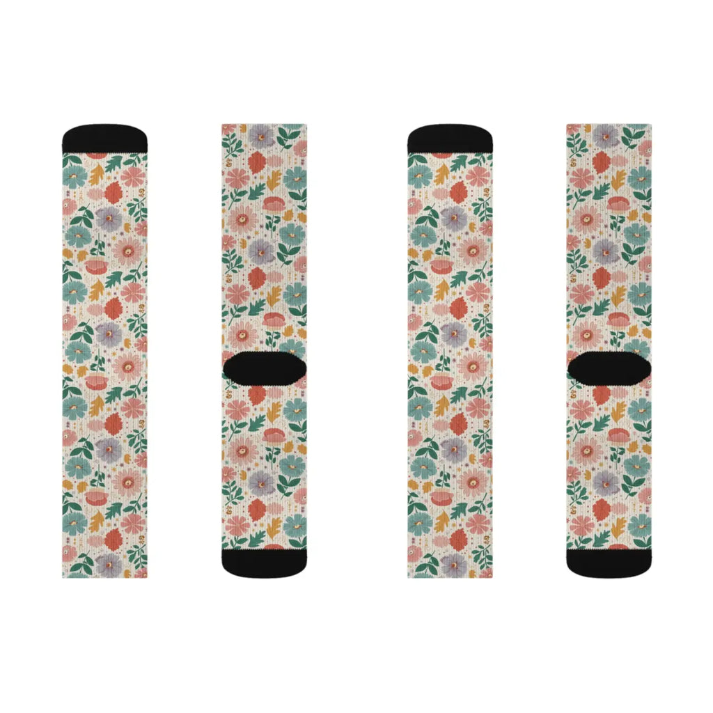 Pastel Flowers Socks – Eco-friendly Women’s Clothing - Dipaliz