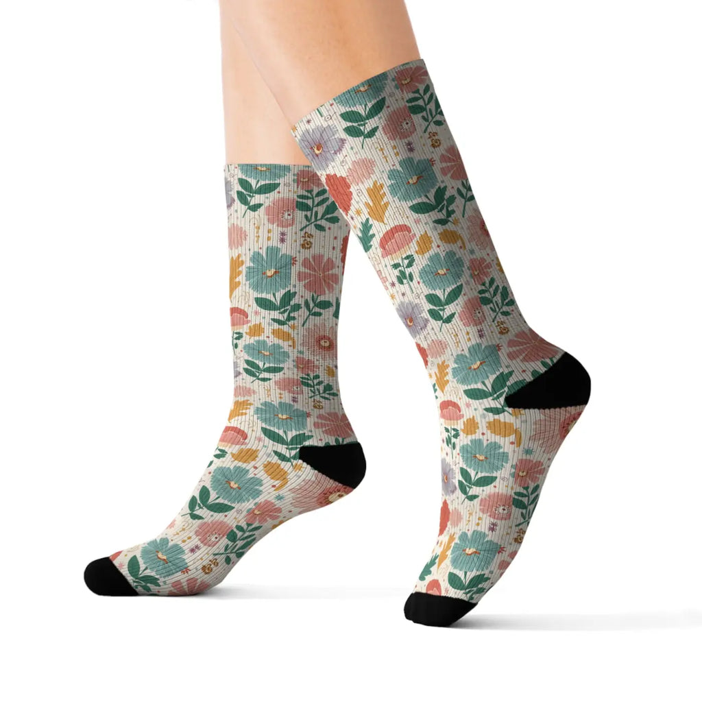 Pastel Flowers Socks – Eco-friendly Women’s Clothing - Dipaliz