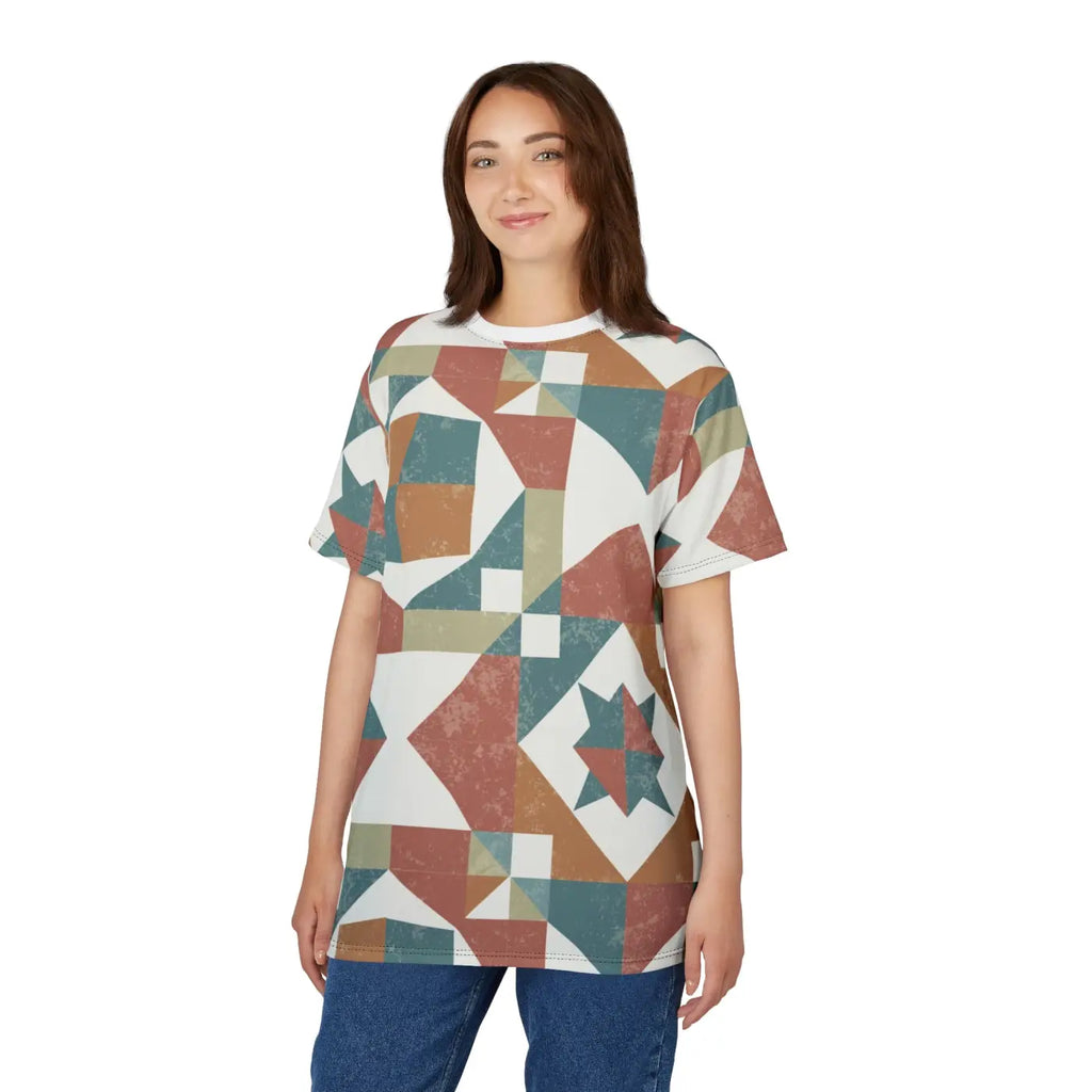 Pastel Geometric Pattern Tee – Eco-friendly - Dipaliz