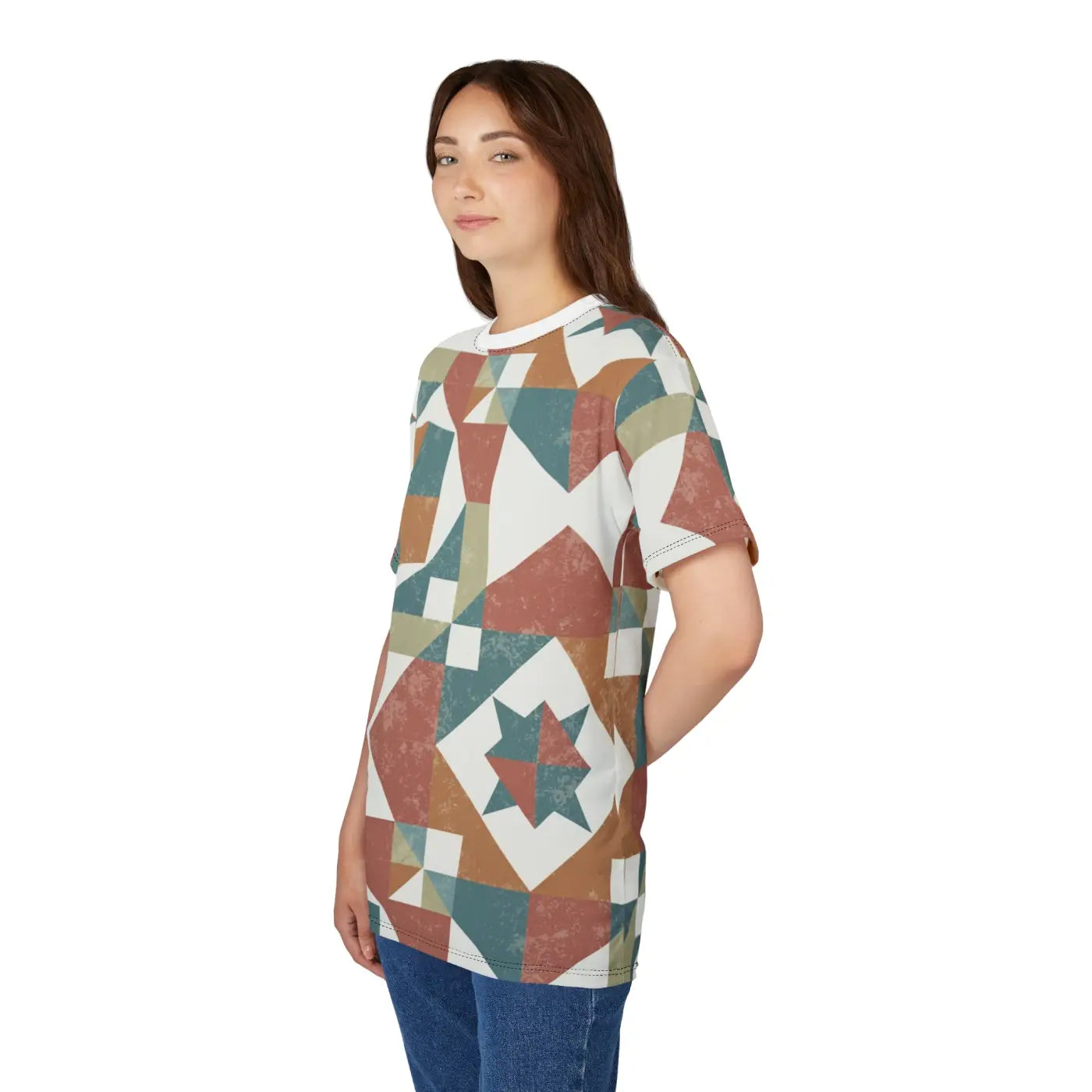 Pastel Geometric Pattern Tee – Eco-friendly - Dipaliz