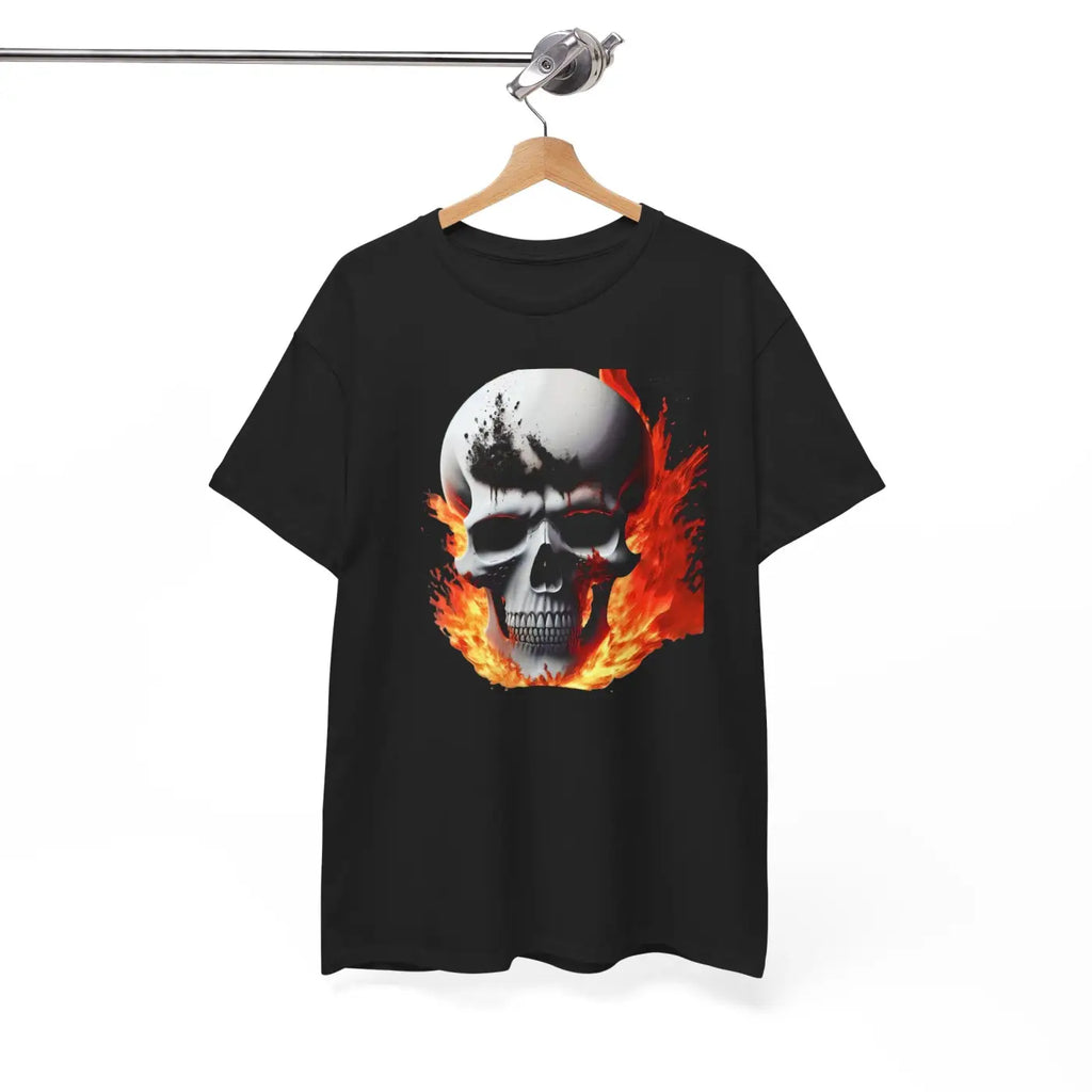Skull on Fire Unisex Cotton Tee – Eco-friendly - Dipaliz
