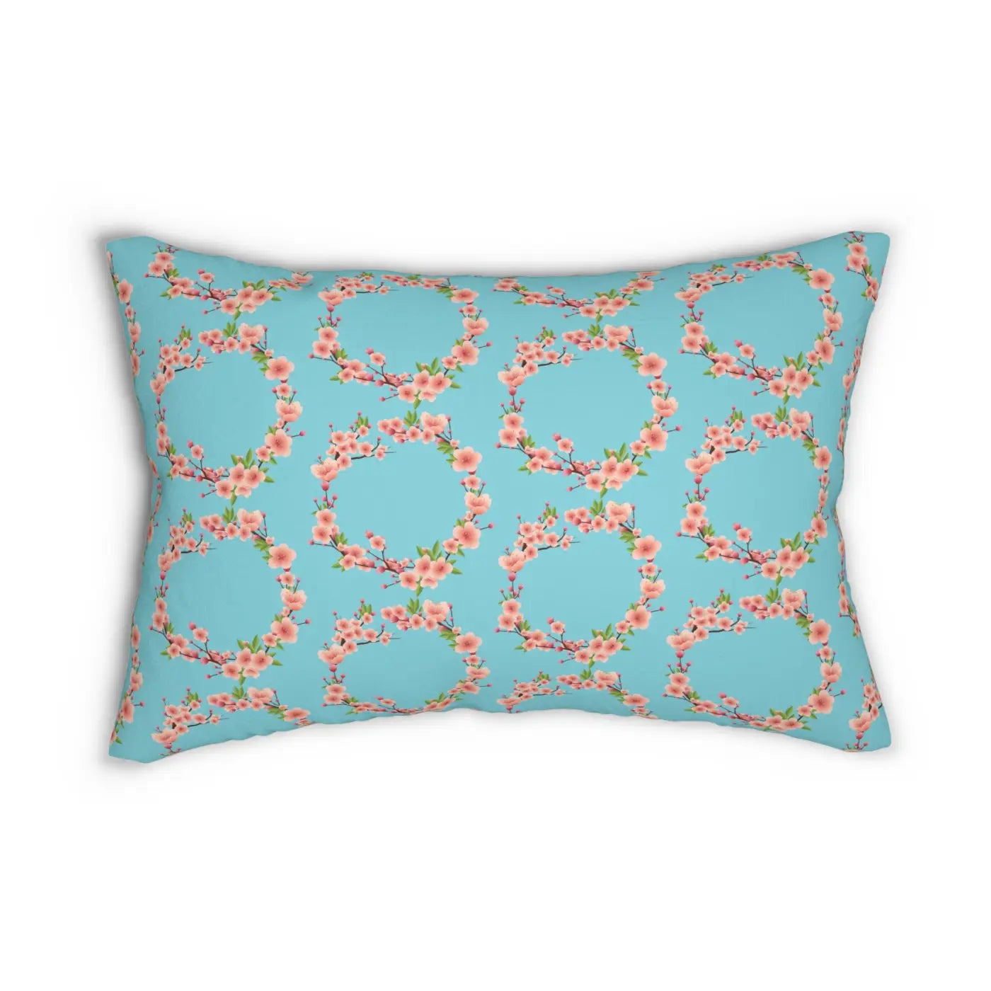 Blue Floral Polyester Lumbar Pillow – Eco-friendly - Dipaliz