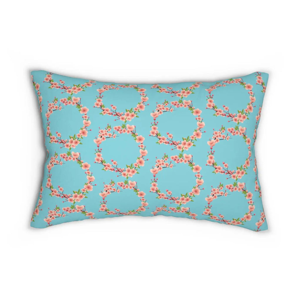 Blue Floral Polyester Lumbar Pillow – Eco-friendly - Dipaliz