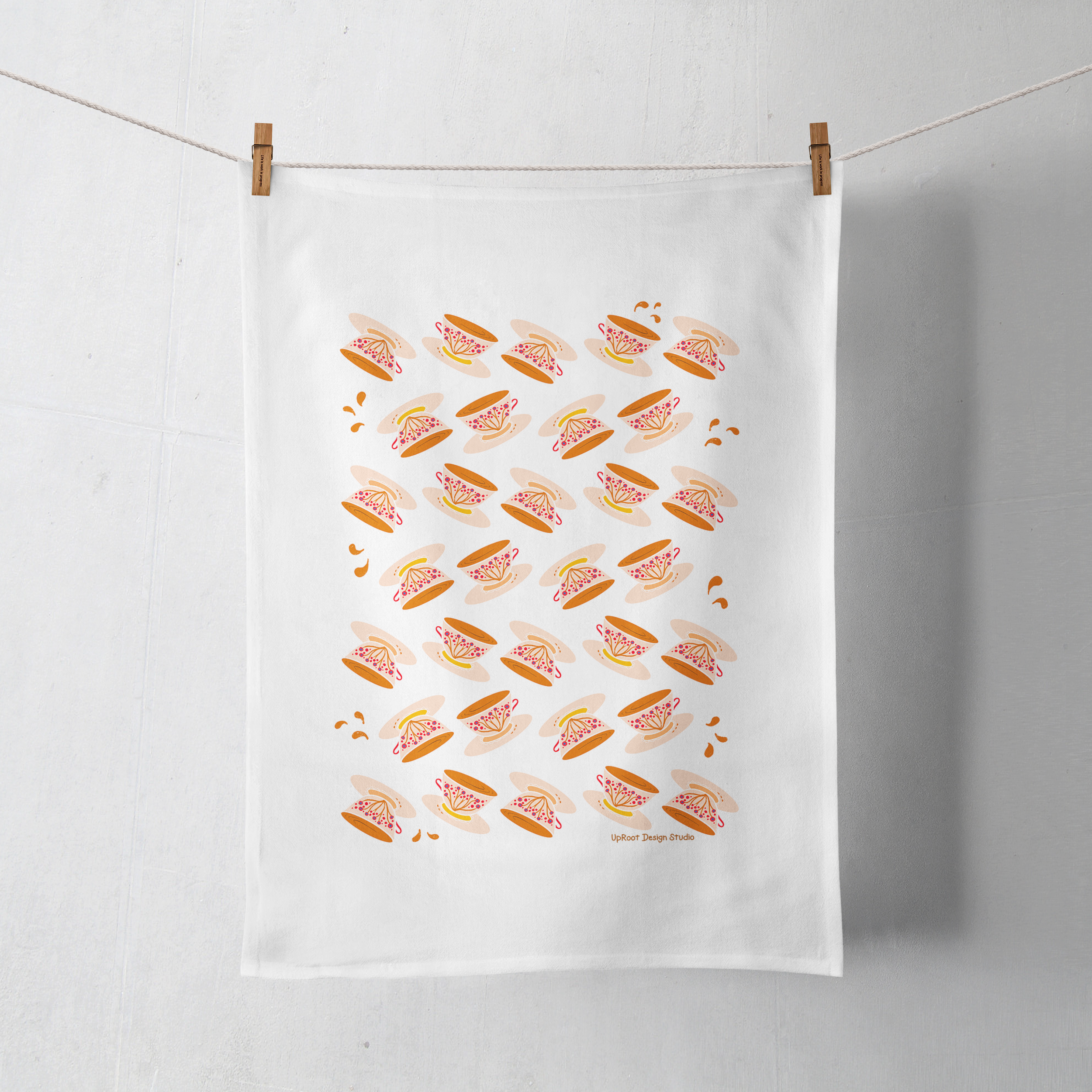 100% Organic Cotton "Afternoon Tea" Kitchen Tea Towels w. Hand-drawn Adorable Art - Assorted (Tea Time/Winter Dreaming)
