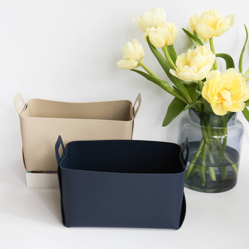 ZORA BOTANICA Vegan Leather Storage Basket, Medium