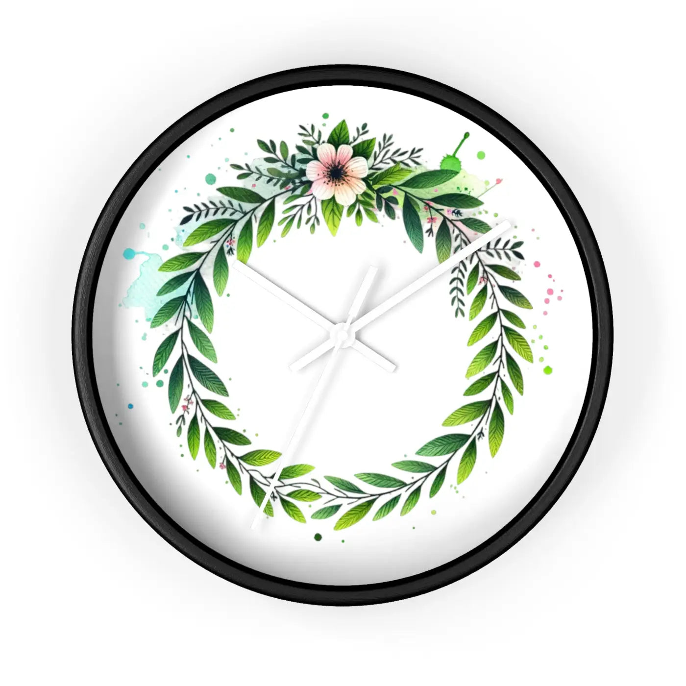 Floral Wreath Wall Clock – Eco-friendly Wood - Dipaliz