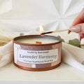 Lavender Harmony Luxury Candle | 8oz Non-Toxic Soy Candle with Wooden Wick | Clean Burn