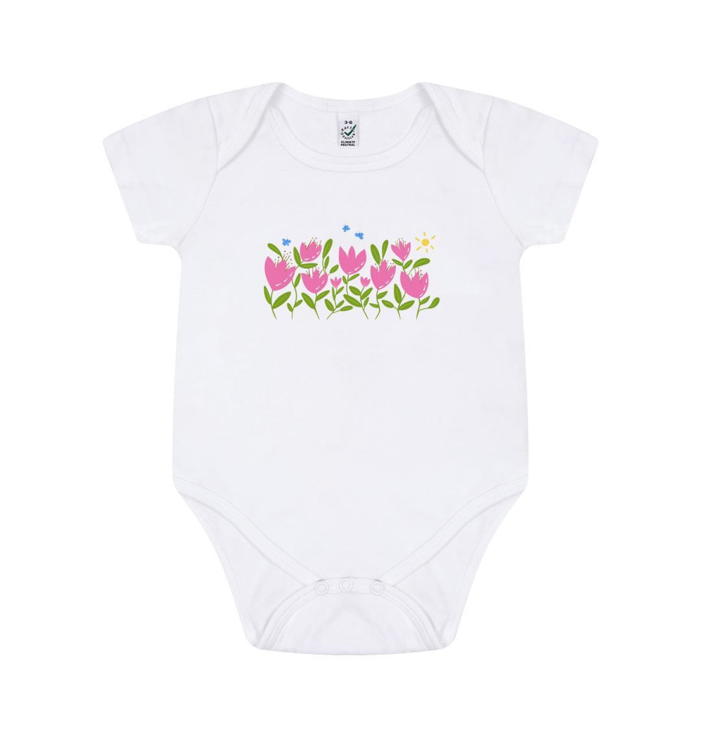 Breezy Tulips Organic Onesie - White (Grow & Bloom)
