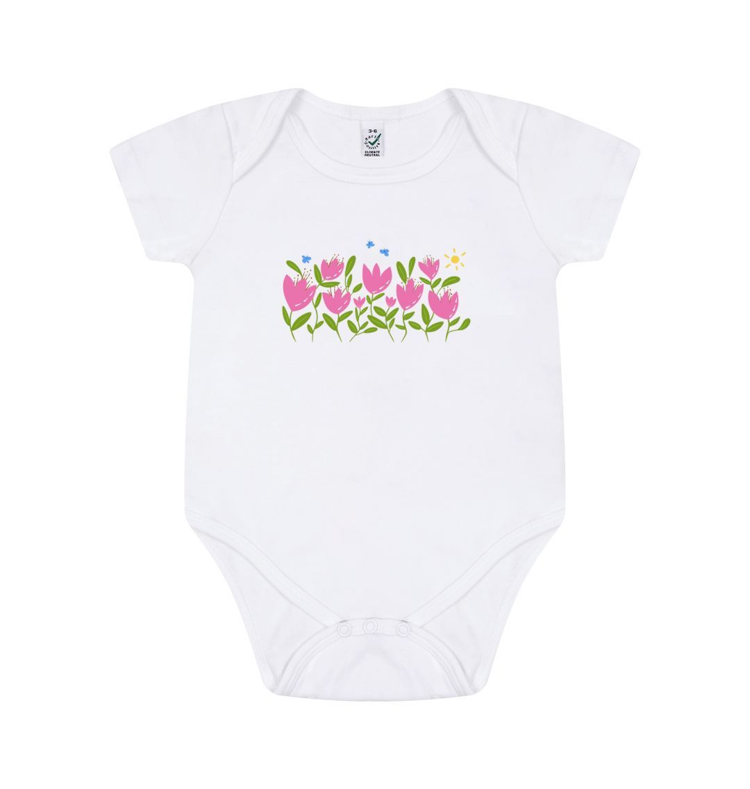 Breezy Tulips Organic Onesie - White (Grow & Bloom)